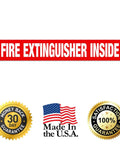 Fire Extinguisher Inside Sign 4 Pack 12x2 Inches Self Adhesive Vinyl Floor Decals with Made in USA and guarantee badges