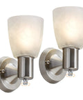 Turn Up The Vibe With This Set Of Two Modern Wall Sconces Brushed Nickel Vanity Lights with frosted glass shades.