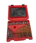ASE35D 35 Piece Screw Extractor Set For Drill Bits Broken Bolt Remover And Stripped Fastener Tool in red case