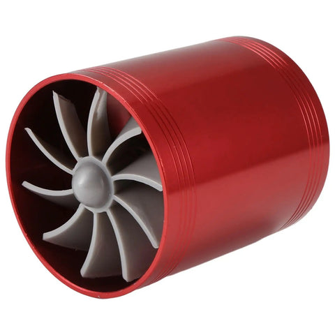 Double Turbine Air Intake Fan For Cars That Really Boost Airflow And Save Gas Metal Turbo Charger Style Intake High Flow Design