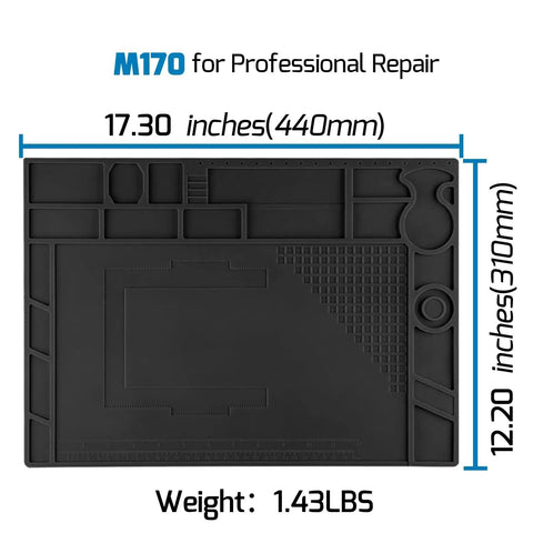 M170 Silicone Soldering Mat 17.3 By 12.2 Inches Heat Resistant With Eight Function Zones Magnetic Soldering Pad detail