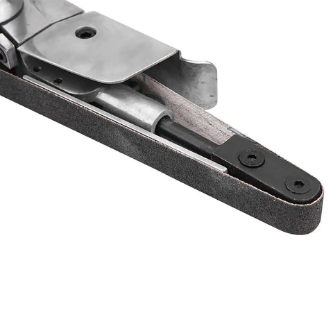 20mm Pneumatic Air Belt Sander Polisher For Metal Wood Plastic, close-up view showing narrow head and sanding belt.