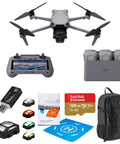 Air 3S Fly More Drone Bundle With RC 2 Screen Controller, Wide Angle And Tele Camera, Omnidirectional Sensing, Three Batteries, And Accessory Kit For Longer Flights And Smooth 4K Footage displayed with accessories