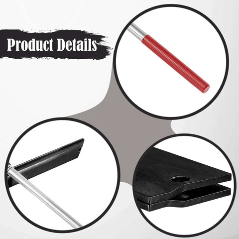 Close-up of Sheet Metal Folding Hemming Tool parts for Standing Seam Roofing, showing ergonomic grip, bender, and aiming hole.
