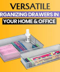 Silver Mesh Desk Organizer Bins with office supplies for versatile home and office use, 3 by 6 by 2 inch, rust resistant steel wire