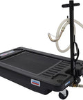 17 Gallon Low Profile Truck Drain With 120V Electric Pump For No Sweat Fluid Cleanup with 6ft hose and steel hook on wheels.