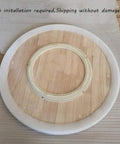 Top Shelf Natural Wood Lazy Susan Turntable Silent Swivel Serving Carousel shape with protective edge and sturdy base.