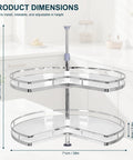 Two Tier Blind Corner Cabinet Kidney Lazy Susan With Adjustable Height Chrome Finish For Base Cabinets in modern kitchen