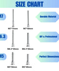 Size chart of M6.3 x 50mm hex socket countersunk self tapping furniture screws in pack of 100, carbon steel zinc plated.