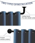 Two installation types for Heavy Duty Adjustable Blackout Curtain Rod Set From 16 To 144 Inches Wrap Around 1 Inch Diameter Metal Rod Kit