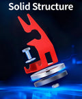 Front view: red magnetic TIG welding torch holder with bolt clamp and magnet base.