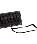 Water Resistant 6 Position Circuit Breaker Panel For Boats Black With IP66 Protection LED Indicator Lights and rubber gasket