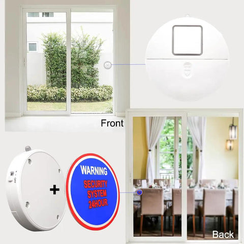 Ultra Thin Window Alarm With 120dB Loud Alarm And Vibration Sensor, Glass Break Security attached to sliding doors