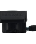 Heavy Duty Sanding And Grinding Guide Attachment For Rotary Tools, Dremel brand, black plastic, front view showing detailed design.
