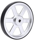 Beefy 90mm Industrial Robot Wheels With Built In D Type Steel Shaft Hub For DIY Robots And Vehicle Projects Metal Wheel With Rubber Tread For Superior Traction And Easy Axle Securement