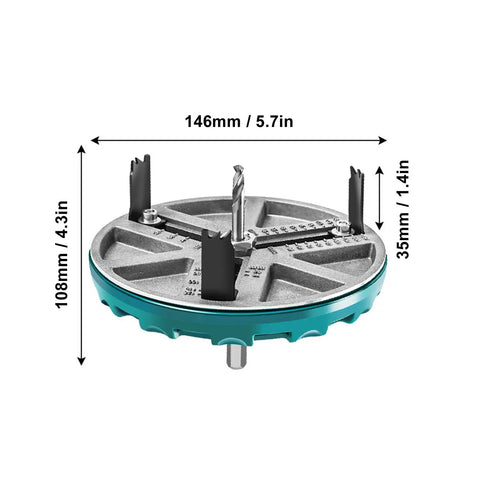 Heavy Duty Hole Saw Kit With 12 Blades For Woodworking Pros Featuring Punching Range From Five To Half Inch That Drills Clean Holes In Plywood Plastic Gypsum Acrylic Sheets And Thin Metal Without A Messy Chip Explosion Every Time You Cut. 146mm hole saw with 108mm height