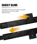 Double Row Steel Ball Bearing Drawer Slides Side Mounted Full Extension Cabinet Rails showing smooth sliding mechanism.