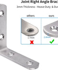 Heavy Duty Stainless Steel L Bracket Corner Brace Right Angle Support 65X65Mm Woodworking Fastener 6 Pack showing 3mm thick durable steel design.