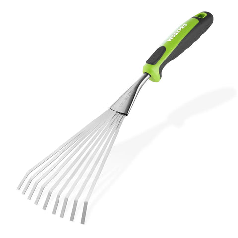 Handy 16 Inch Compact Stainless Steel Hand Rake With Soft Grip Handle Versatile Small Garden Rake For Delicate Plants Leaves Mulch Spreading