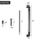 11.5 Inch Gate Spring Self Closing Heavy Duty Built To Last Outdoor Door Spring For Metal Gate Closure With Adjustable Tension For Wooden And Vinyl Fences Black Finish 4 Pack black gate spring with screws and dimensions shown