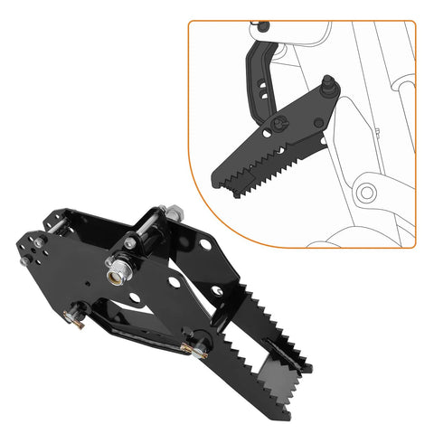 Backhoe Thumb Excavator Claw Universal Attachment For Kubota And Deere Tractors Fits Backhoes Up To Three And A Quarter Inch Boom Width Bolt On Easy Install Durable Claw For Digging Grading Trenching And Demolition Work, detailed view of bolt-on design and installation diagram.