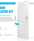 Self Closing Door Closer With Adjustable Speed Stainless Steel Construction display with door and kit components