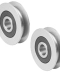 Two stainless steel deep U-groove ball bearing pulleys with 12mm inner bore (12x50x13mm)