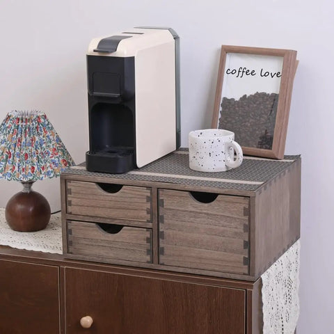 Coffee Pods Storage Drawer Organizer For K Cups And Capsules For Coffee Maker Dual Compartment Desk Drawer on counter