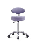 Pneumatic Height Adjustable Rolling Swivel Stool With Ergonomic Backrest and Heavy Duty Metal Base, Purple Seat
