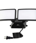 Dusk To Dawn LED Security Light With Built In Sensor 18W Plug In Flood Light Outdoor 5000K Daylight 1600LM IP55 Waterproof Adjustable Two Head