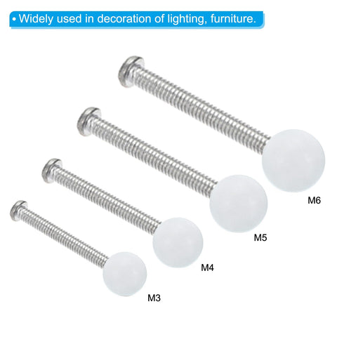 M4 Ball Nuts Knob Set White 30 Pack Steel Ball Caps For Furniture Cabinets Drawers Lamps DIY Decor 9mm Diameter Thread