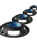 Solar Deck Lights 4 Pack Outdoor With Auto On Sensor Waterproof Weather Resistant 40 Lumens Total Durable Aluminum Plastic Case