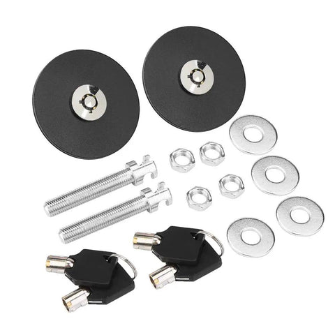 Dual Universal Car Hood Lock Pins Kit Aluminum Alloy Hood Latch Safety Pins For Engine Bay Security Black 2 Pack Easy Install