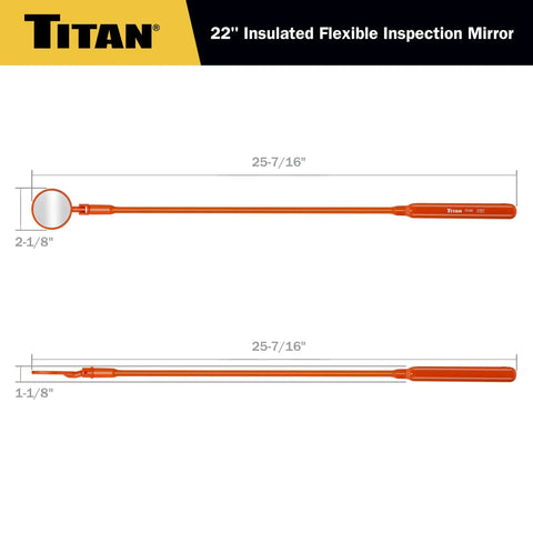Diagram of 22 Inch Insulated Flexible Inspection Mirror For Live Electrical Parts, Movable Face For Offset Viewing, Flexible Shaft Holds Shape