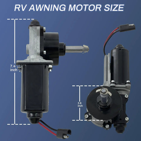 RV Awning Motor Drive Repair Kit For 9200 Series Awnings Replacement Parts showing motor dimensions 7.4x3.8 inches