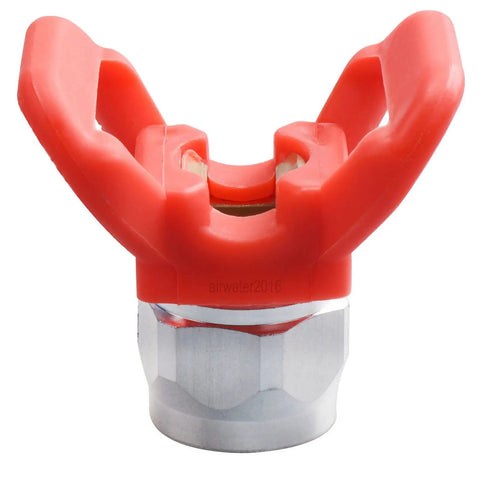 Built Tough Airless Paint Spray Gun With Nozzle Guard For Pump Sprayer 3600 Psi high pressure nozzle attachment close-up view.