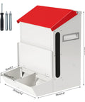 Game Changing Gravity Fed Auto Cat And Dog Food Bowl Station For Two Fur Kids Featuring Leak Proof Double Stainless Troughs Tough Outside Kibble Dispenser with red roof
