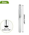 Universal 25.4x250mm Silver Tone Bike Seat Post, Durable Steel Saddle Post For Stable Ride, showing measurements