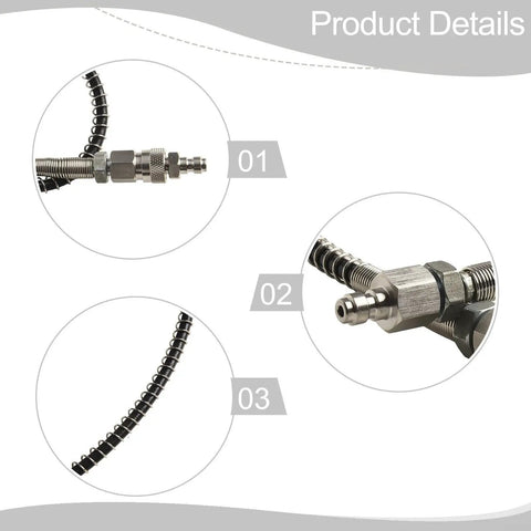 Pro Grade 20 Inch High Flow Air Hose Adapter For HPA Fill Station 4500 PSI Connection spring reinforced metal hose close-up