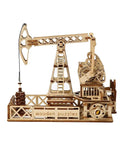 3D Wooden Oil Derrick Model Kit For Adults detailed view of oil rig structure in eco-friendly wood material.