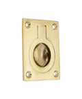 Polished Brass Flush Ring Pull Handle 60mm By 50mm For Cabinets And Drawers, Recessed Furniture, Cupboards, Boat Hatch Super Easy Open Lift Ring