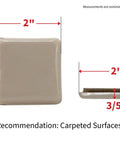 No Sweat Top Tier 2 Inch Square Furniture Sliders With Self Adhesive Backing low friction polyethylene glides measuring 2 inches.