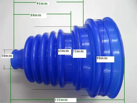 4 Pack Universal CV Joint Boot Kit With Silicone Telescopic Sleeves For Drive Shaft Dust Cover, size measurements shown