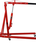 Rock Solid 2 Ton Folding Engine Hoist Cherry Picker Shop Crane With Hydraulic Ram and six smooth swivel casters close-up detail.