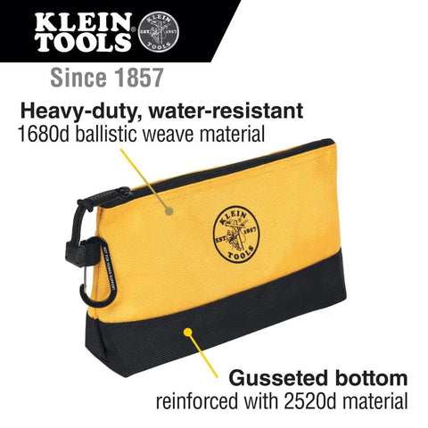 Stand Up Pro Grade Zipper Tool Pouch Set With Carabiners Water Resistant 1680D Reinforced Gusseted Bottoms Multi Size 5 Pack
