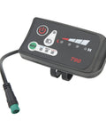Electric Bike LED Display Panel For 22mm Handlebars ABS Plastic 24V 36V 48V Data Readout Meter Mod Kit displayed with plug connector.