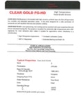 Clear Gold FG-HD High Temp Food Grade Grease Cartridge datasheet showing properties, applications, and specifications.