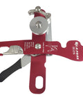 Red CE Certified Climbing Double Stop Descent Device with Self Braking Self Locking Rappelling Belay Gear, 10-12.5mm Rope