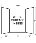 36 Inch By 48 Inch White Tri Fold Corrugated Presentation Board Case Of 24 For School Projects And Classroom Displays diagram with dimensions.