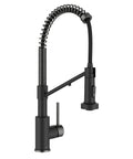 KRAUS Bolden 2-in-1 Pull Down Kitchen Faucet with Integrated Water Filter Tap for Reverse Osmosis or Water Filtration System in Matte Black/Spot-Free Black Stainless Steel, KFF-1610MBSFSB, featuring a spring spout.